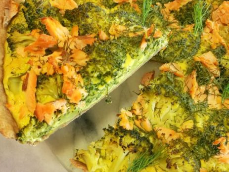 Tarte au brocoli, saumon et safran (sans gluten)